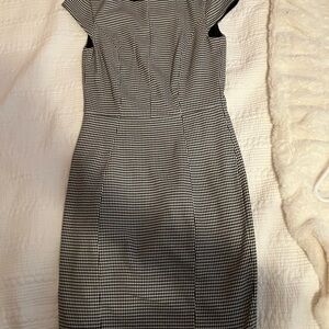 H&M Black and White Checkered Midi Dress